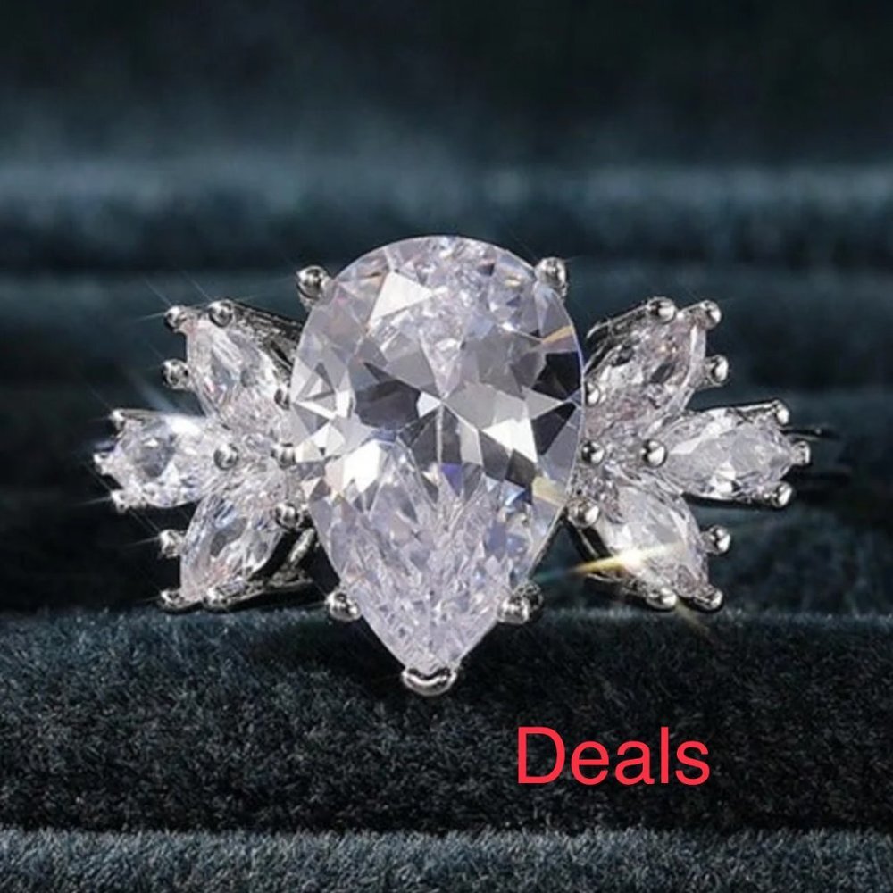 SILVER DIAMOND BRIDAL RING - Picture 3 of 5